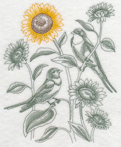 Sunflower and Barn Swallows (Toile)