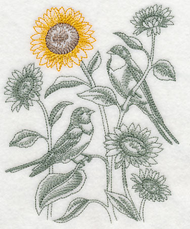 Sunflower and Barn Swallows (Toile)