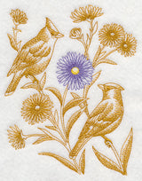 Aster and Cedar Waxwings (Toile)