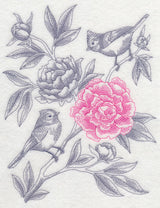Peony and Tufted Titmouse (Toile)