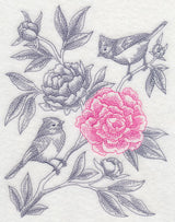 Peony and Tufted Titmouse (Toile)
