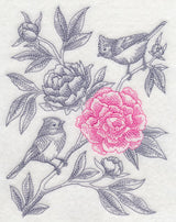 Peony and Tufted Titmouse (Toile)
