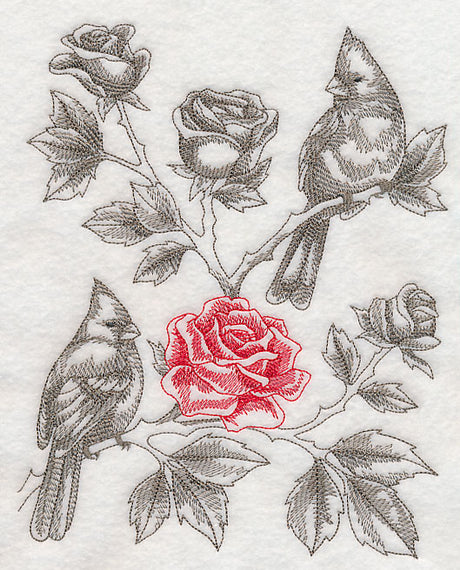 Rose and Cardinals (Toile)