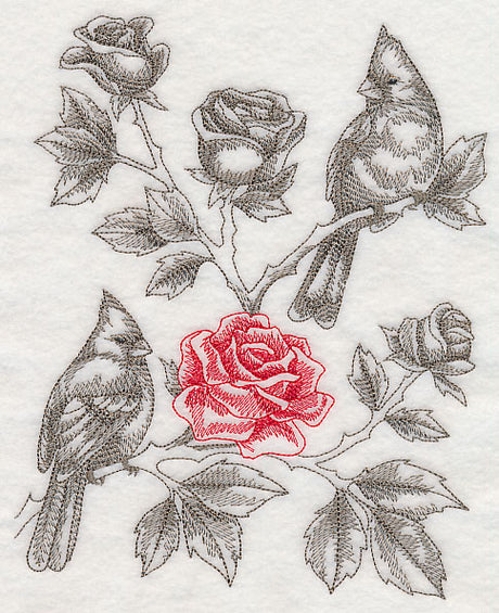 Rose and Cardinals (Toile)