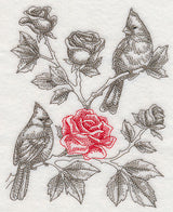 Rose and Cardinals (Toile)