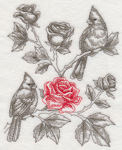 Rose and Cardinals (Toile)