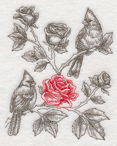 Rose and Cardinals (Toile)