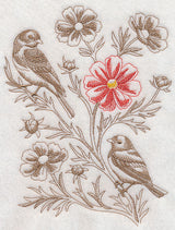Cosmos and Eastern Bluebird (Toile)