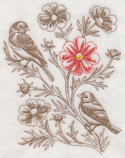Cosmos and Eastern Bluebird (Toile)