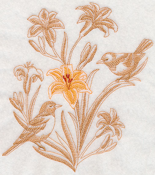 Daylily and Orioles (Toile)