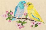 Parrotlet on Cherry Blossom Branch