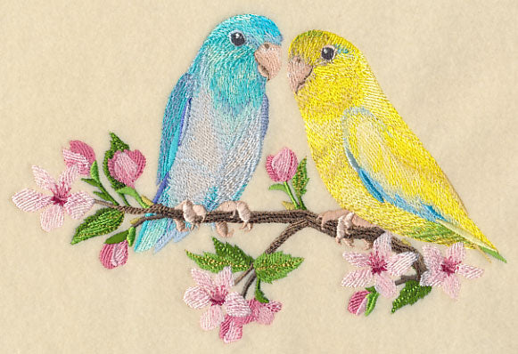 Parrotlet on Cherry Blossom Branch
