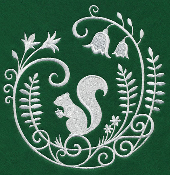 Squirrel Whitework Scene