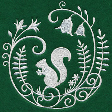 Squirrel Whitework Scene