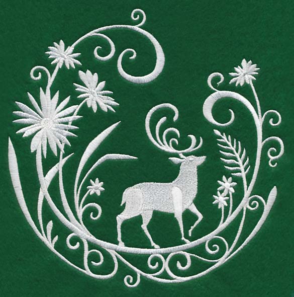 Deer Whitework Scene