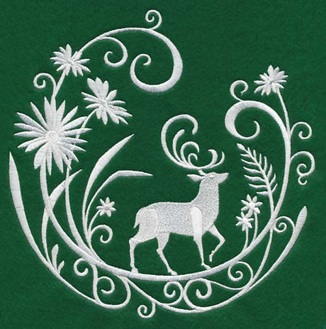 Deer Whitework Scene