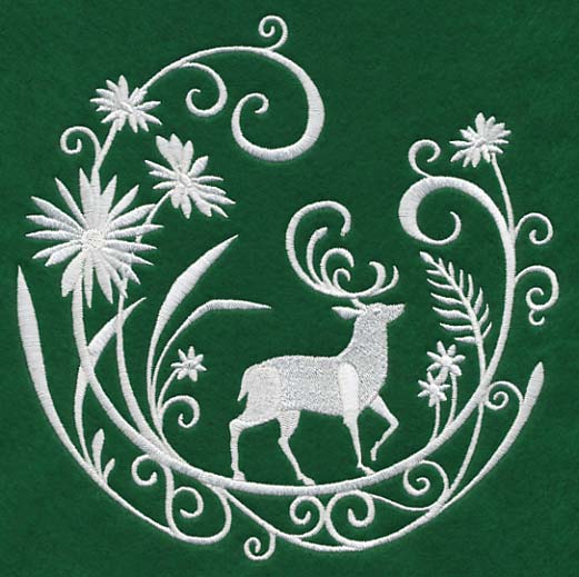 Deer Whitework Scene
