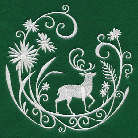 Deer Whitework Scene
