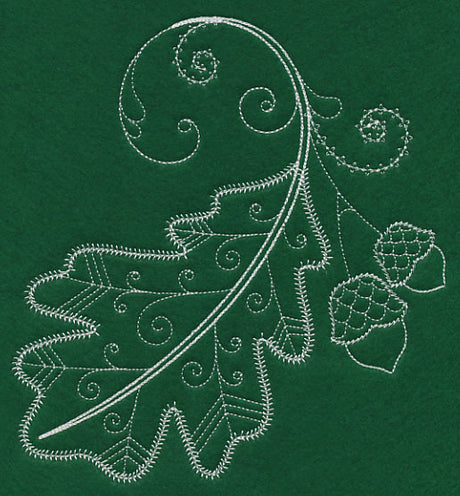Delicate Whitework Oak Leaf