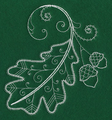 Delicate Whitework Oak Leaf