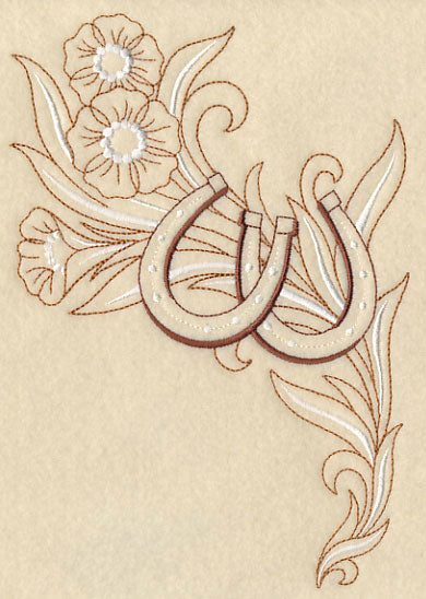 Horseshoe and Flowers - Left