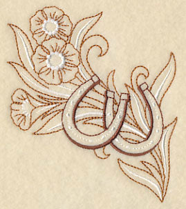 Horseshoe and Flowers - Left
