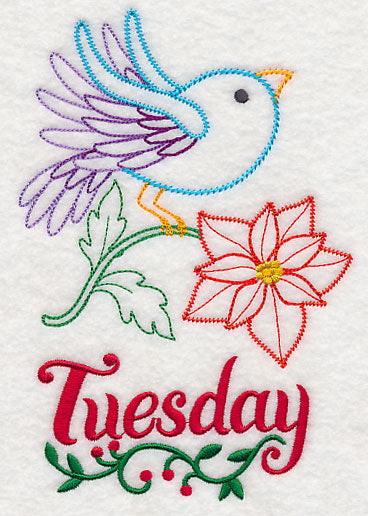 Christmas Bird with Poinsettia - Tuesday (Vintage)