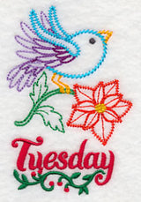 Christmas Bird with Poinsettia - Tuesday (Vintage)