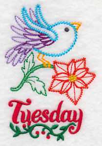 Christmas Bird with Poinsettia - Tuesday (Vintage)