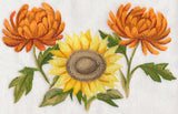 Chrysanthemums and Sunflower in Watercolor