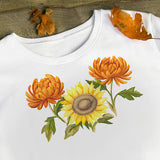 Chrysanthemums and Sunflower in Watercolor