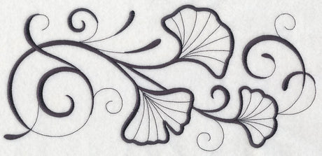 Inky Ginkgo Leaves Border