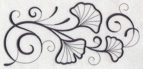 Inky Ginkgo Leaves Border