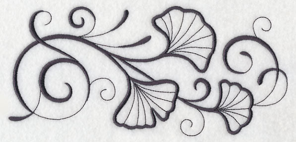 Inky Ginkgo Leaves Border