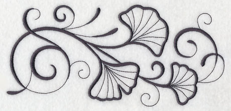 Inky Ginkgo Leaves Border