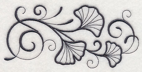 Inky Ginkgo Leaves Border