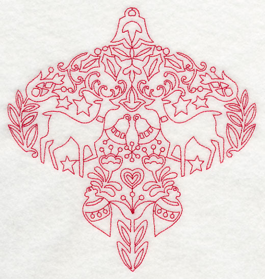 Scandinavian Christmas Ornament (Redwork)