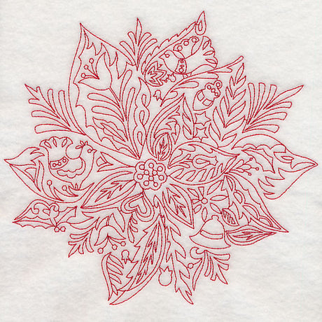 Scandinavian Christmas Poinsettia (Redwork)