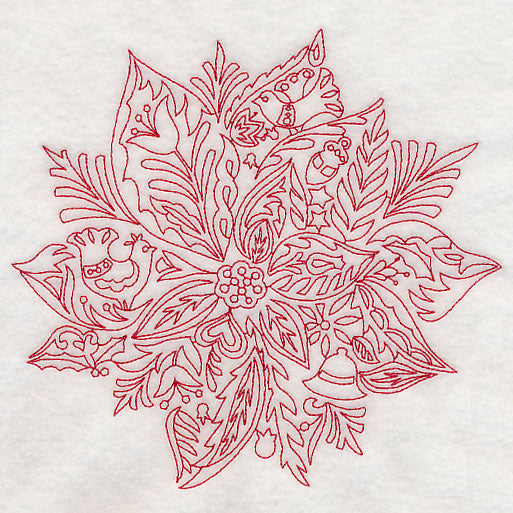 Scandinavian Christmas Poinsettia (Redwork)