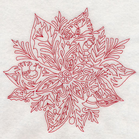 Scandinavian Christmas Poinsettia (Redwork)