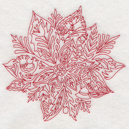 Scandinavian Christmas Poinsettia (Redwork)