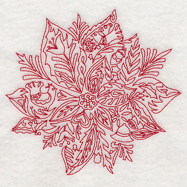 Scandinavian Christmas Poinsettia (Redwork)