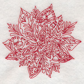 Scandinavian Christmas Poinsettia (Redwork)