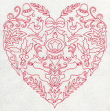 Scandinavian Christmas Heart (Redwork)
