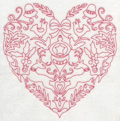 Scandinavian Christmas Heart (Redwork)