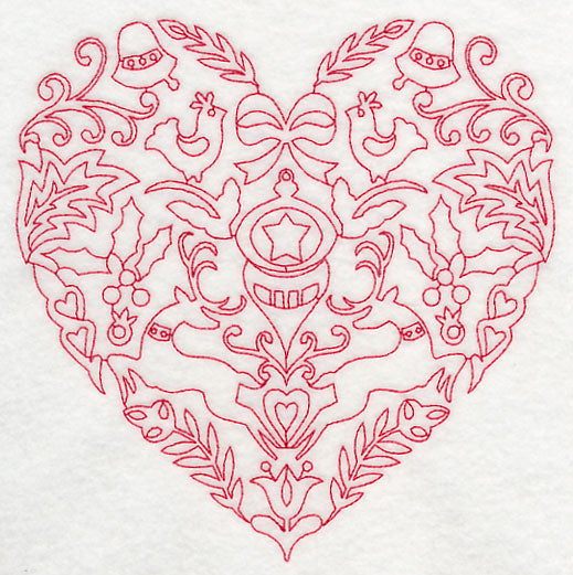 Scandinavian Christmas Heart (Redwork)