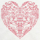 Scandinavian Christmas Heart (Redwork)