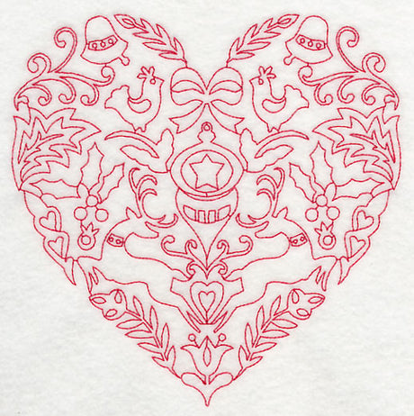 Scandinavian Christmas Heart (Redwork)