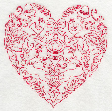 Scandinavian Christmas Heart (Redwork)