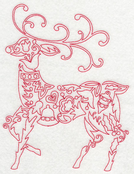 Scandinavian Christmas Reindeer (Redwork)